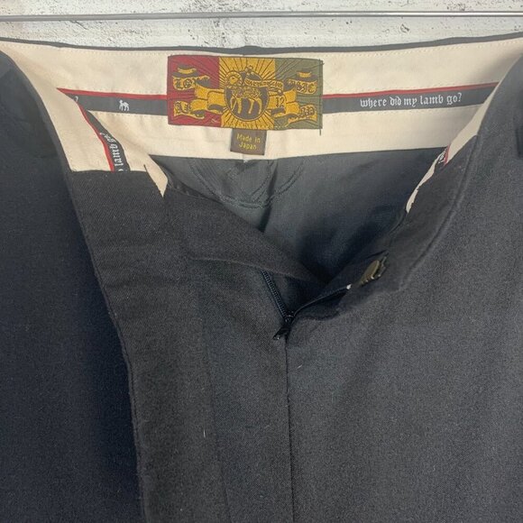 L.A.M.B. Y2K Black Wool Crisscross Waist Ruffle Stretch Wiggle Pencil Skirt - Picture 8 of 15